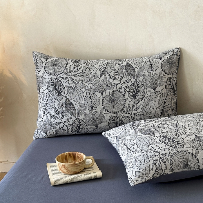 91家纺网 家纺一手货源 找家纺 蓝邻家纺 2025年新款全棉色织提花磨毛四件套 华尔兹-蓝