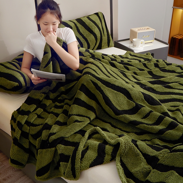 （总）楼兰公主毛毯专供 2025新款阳离子单层斑马纹毯毛毯毯子