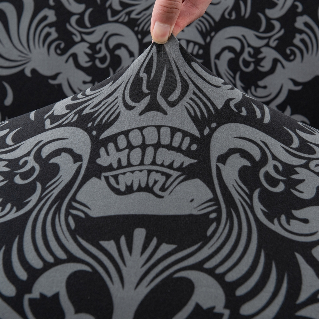 91家纺网 家纺一手货源 找家纺 飞翔家纺 2025新款沙发套沙发垫圣诞款 黑纹骷髅