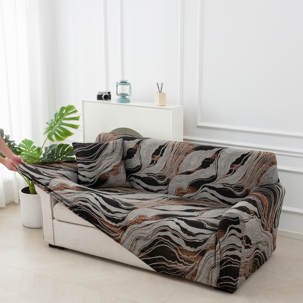 91家纺网 家纺一手货源 找家纺 飞翔家纺 2025新款沙发套沙发垫圣诞款 流金波纹