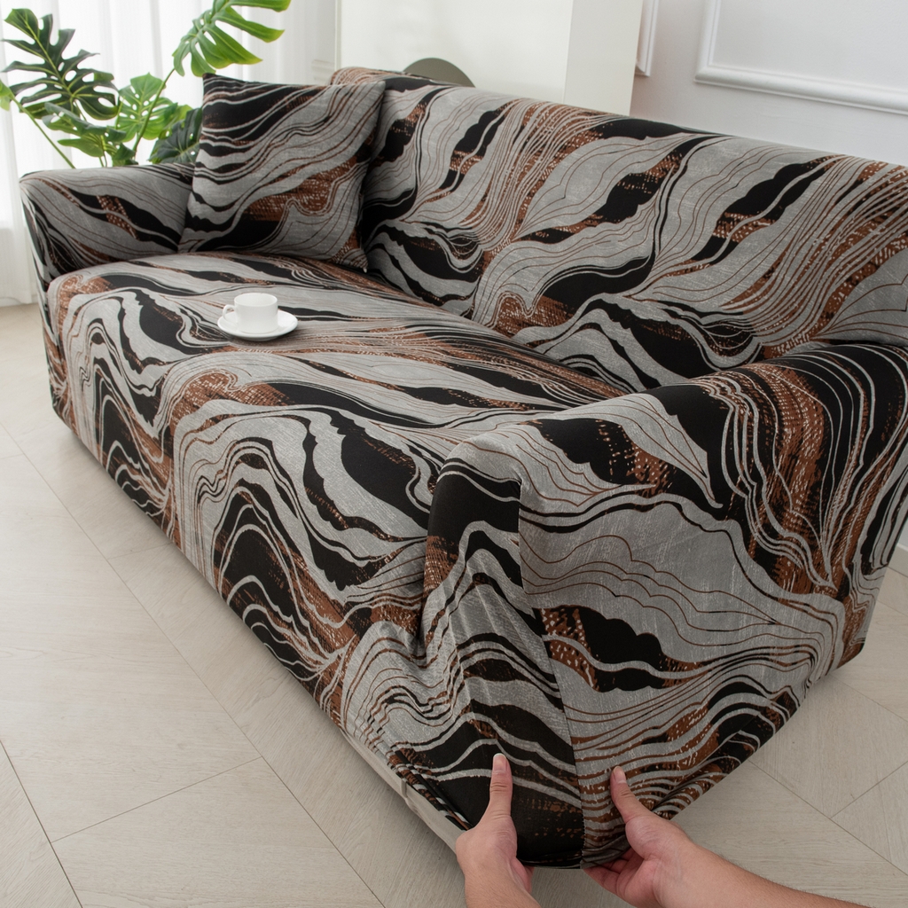 91家纺网 家纺一手货源 找家纺 飞翔家纺 2025新款沙发套沙发垫圣诞款 流金波纹