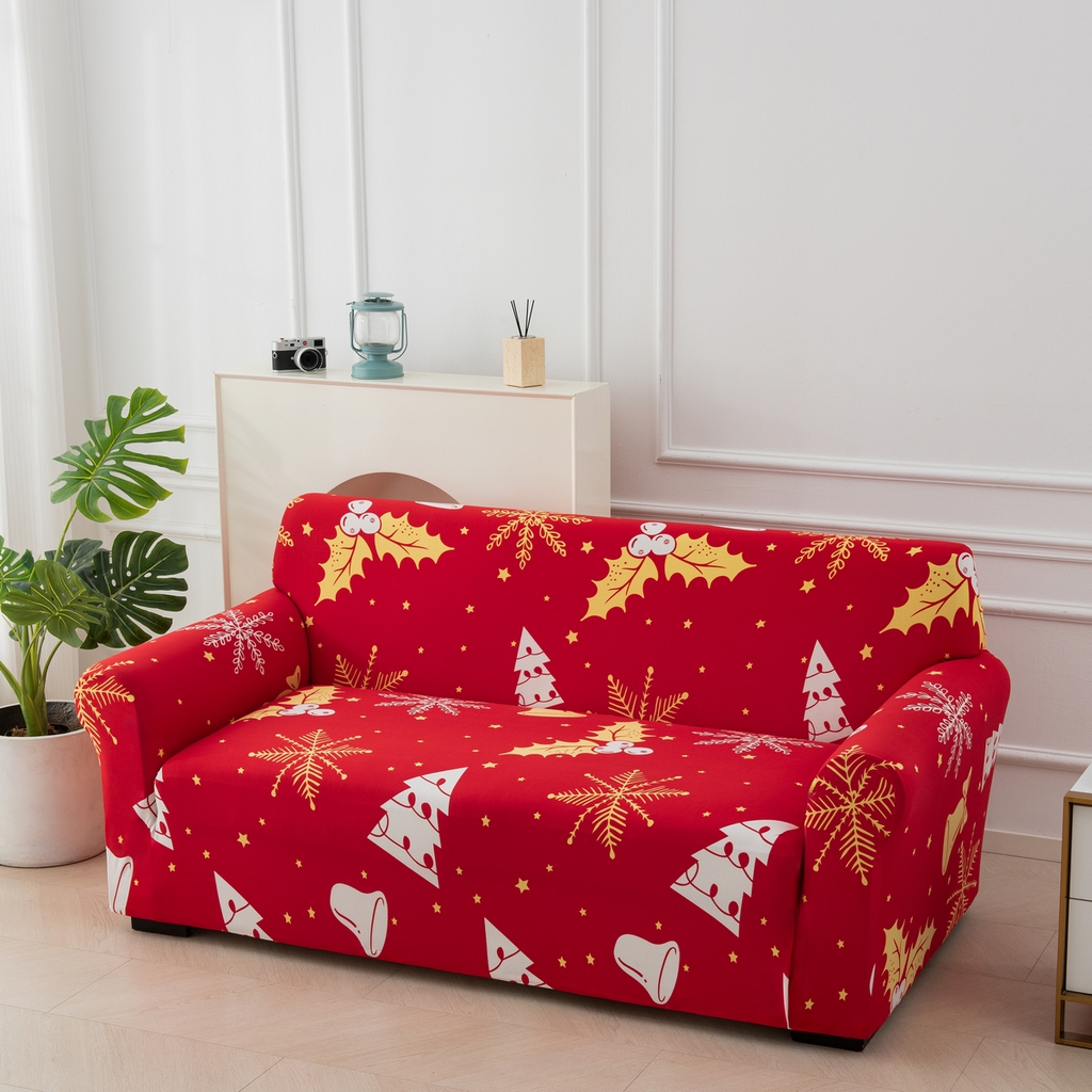 91家纺网 家纺一手货源 找家纺 飞翔家纺 2025新款沙发套沙发垫圣诞款 圣诞冬青