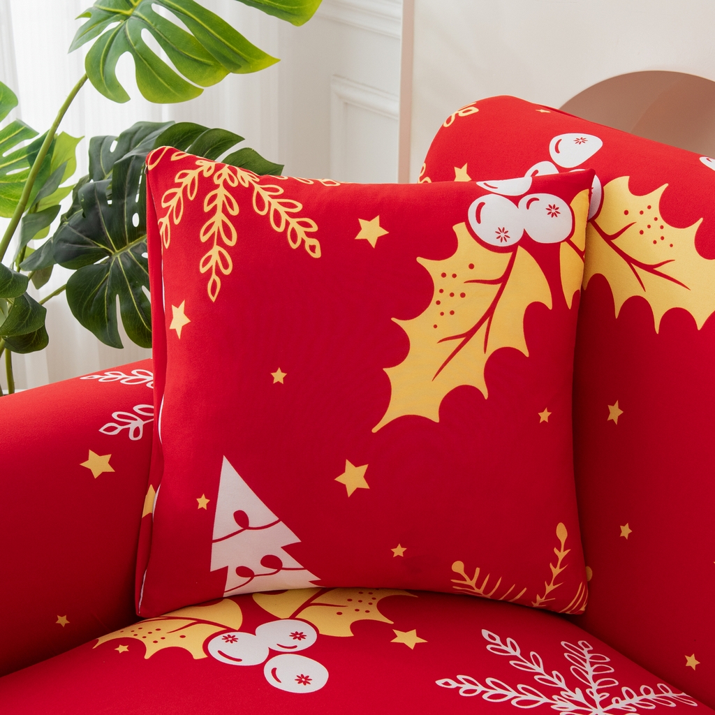 91家纺网 家纺一手货源 找家纺 飞翔家纺 2025新款沙发套沙发垫圣诞款 圣诞冬青