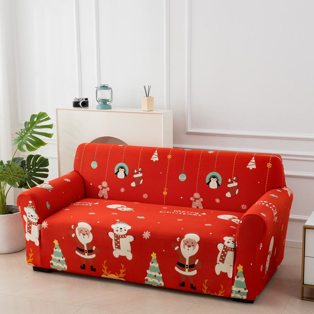 91家纺网 家纺一手货源 找家纺 飞翔家纺 2025新款沙发套沙发垫圣诞款 圣诞欢歌