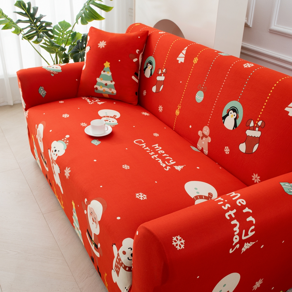 91家纺网 家纺一手货源 找家纺 飞翔家纺 2025新款沙发套沙发垫圣诞款 圣诞欢歌