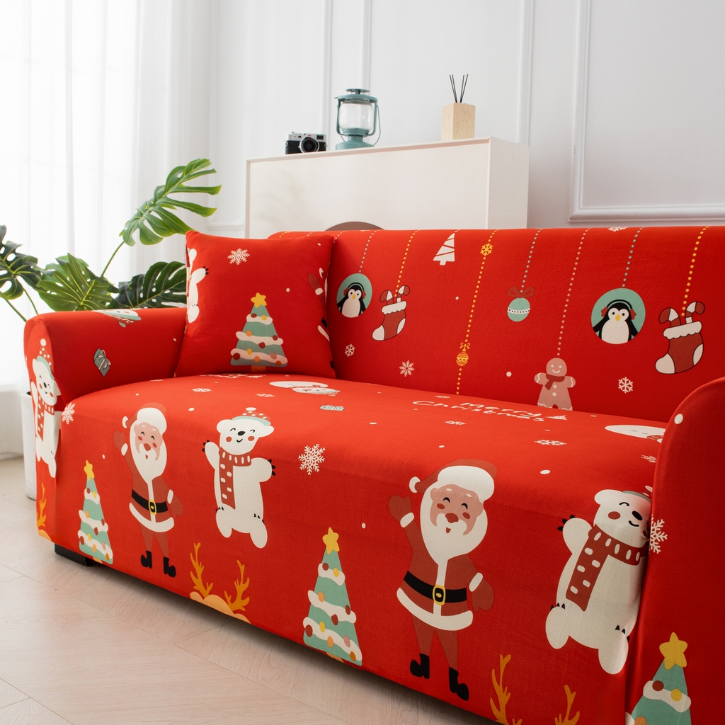 91家纺网 家纺一手货源 找家纺 飞翔家纺 2025新款沙发套沙发垫圣诞款 圣诞欢歌