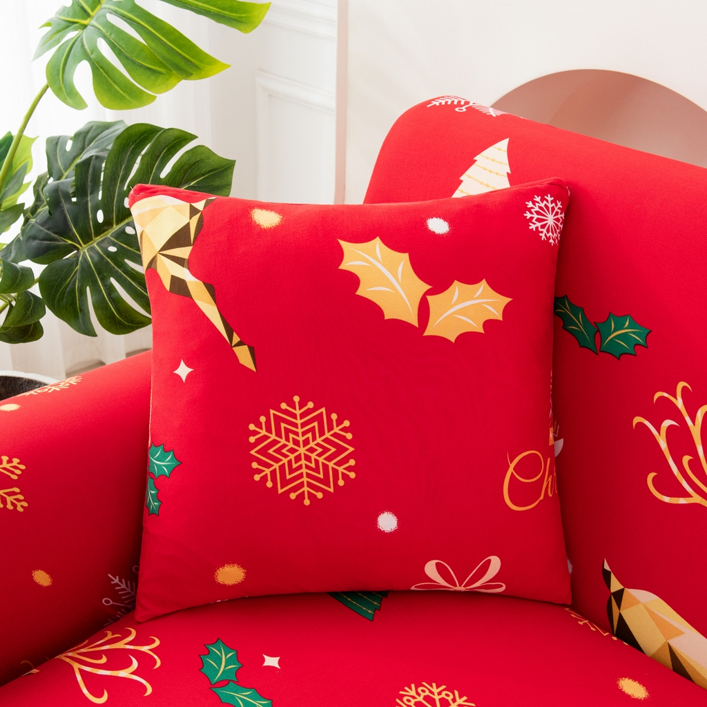 91家纺网 家纺一手货源 找家纺 飞翔家纺 2025新款沙发套沙发垫圣诞款 圣诞驯鹿