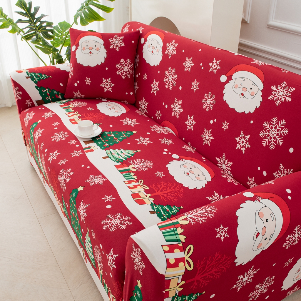 91家纺网 家纺一手货源 找家纺 飞翔家纺 2025新款沙发套沙发垫圣诞款 雪夜老人