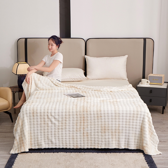 91家纺网 家纺一手货源 找家纺 （总）楼兰公主毛毯专供 2025新款泡泡绒仿兔绒毛毯毯子