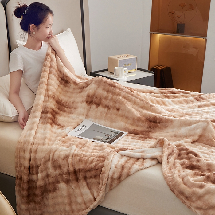 91家纺网 家纺一手货源 找家纺 （总）楼兰公主毛毯专供 2025新款泡泡绒仿兔绒毛毯毯子