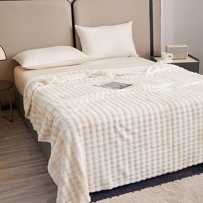 91家纺网 家纺一手货源 找家纺 楼兰公主毛毯专供 2025新款泡泡绒仿兔绒毛毯毯子 水墨-云曦