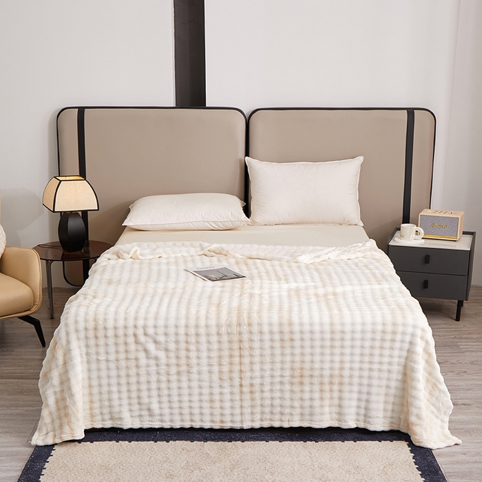 91家纺网 家纺一手货源 找家纺 楼兰公主毛毯专供 2025新款泡泡绒仿兔绒毛毯毯子 水墨-云曦