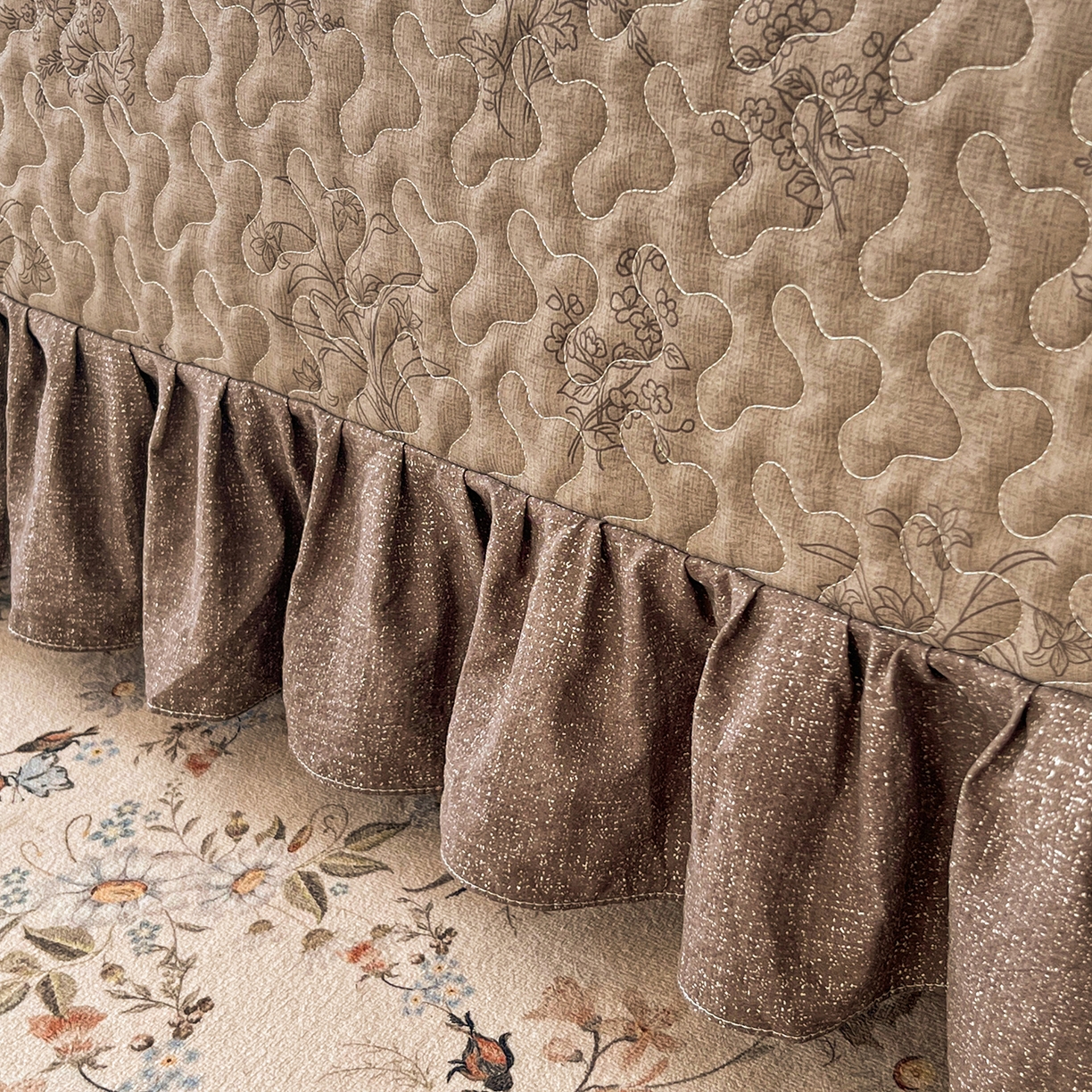 91家纺网 家纺一手货源 找家纺 笠裙家纺 2025新款a类加厚夹棉云感水洗棉床盖四件套 花田错