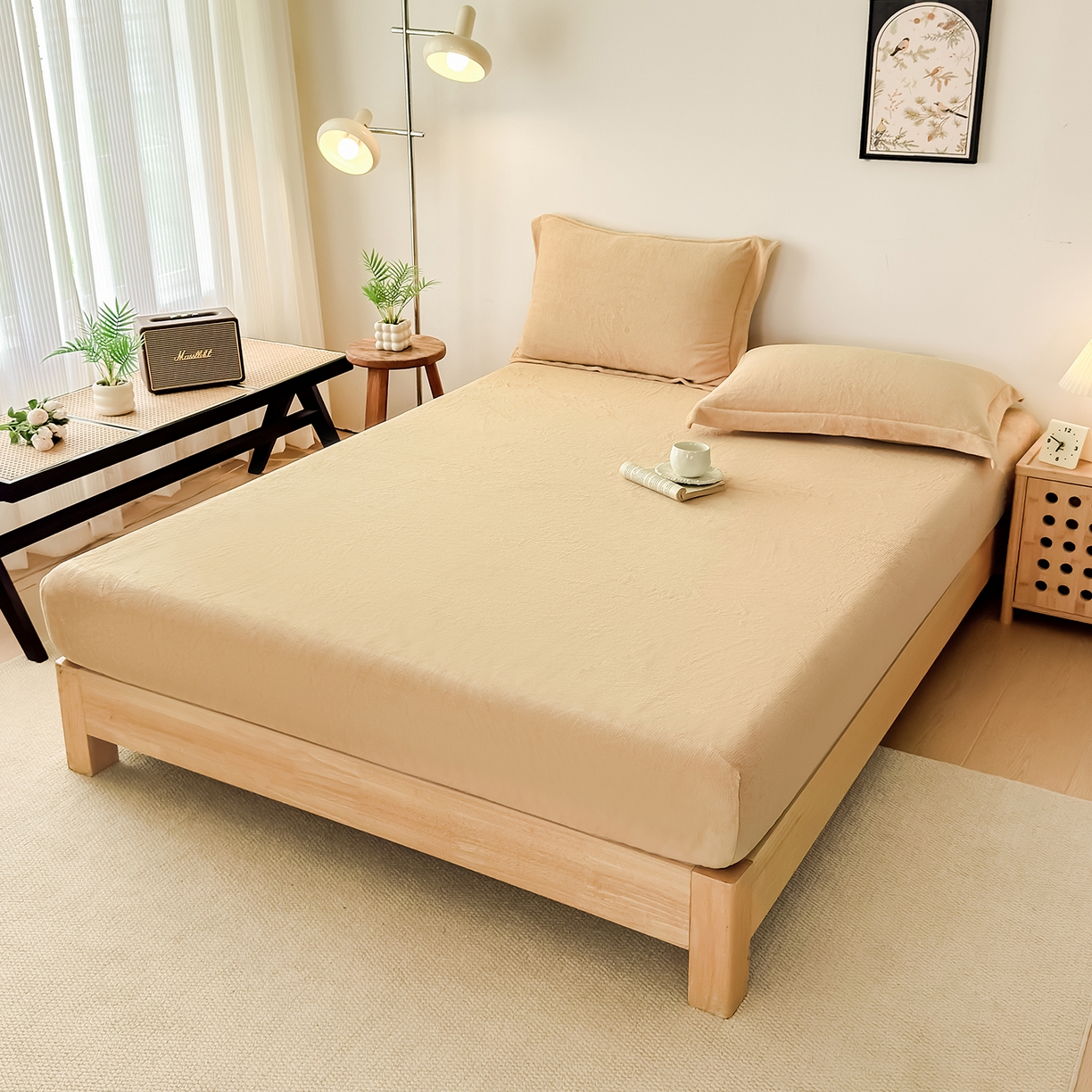 91家纺网 家纺一手货源 找家纺 （总）好阁家纺 支持定制2025新款200G牛奶绒纯色床笠