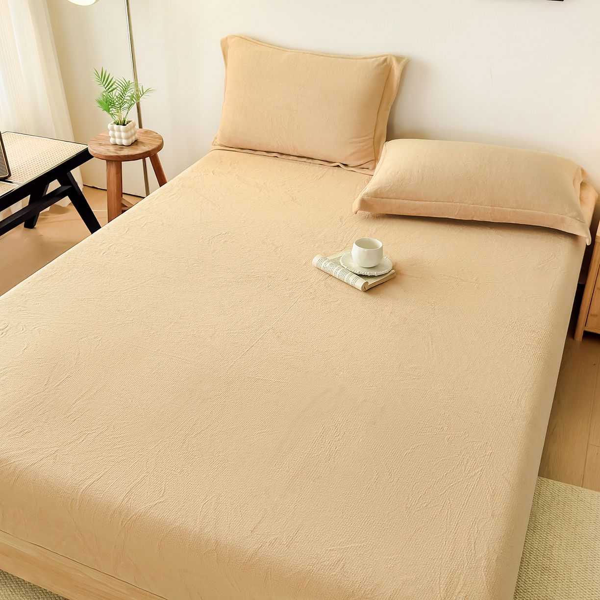 91家纺网 家纺一手货源 找家纺 （总）好阁家纺 支持定制2025新款200G牛奶绒纯色床笠