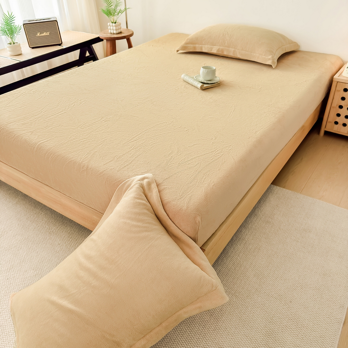 91家纺网 家纺一手货源 找家纺 （总）好阁家纺 支持定制2025新款200G牛奶绒纯色床笠