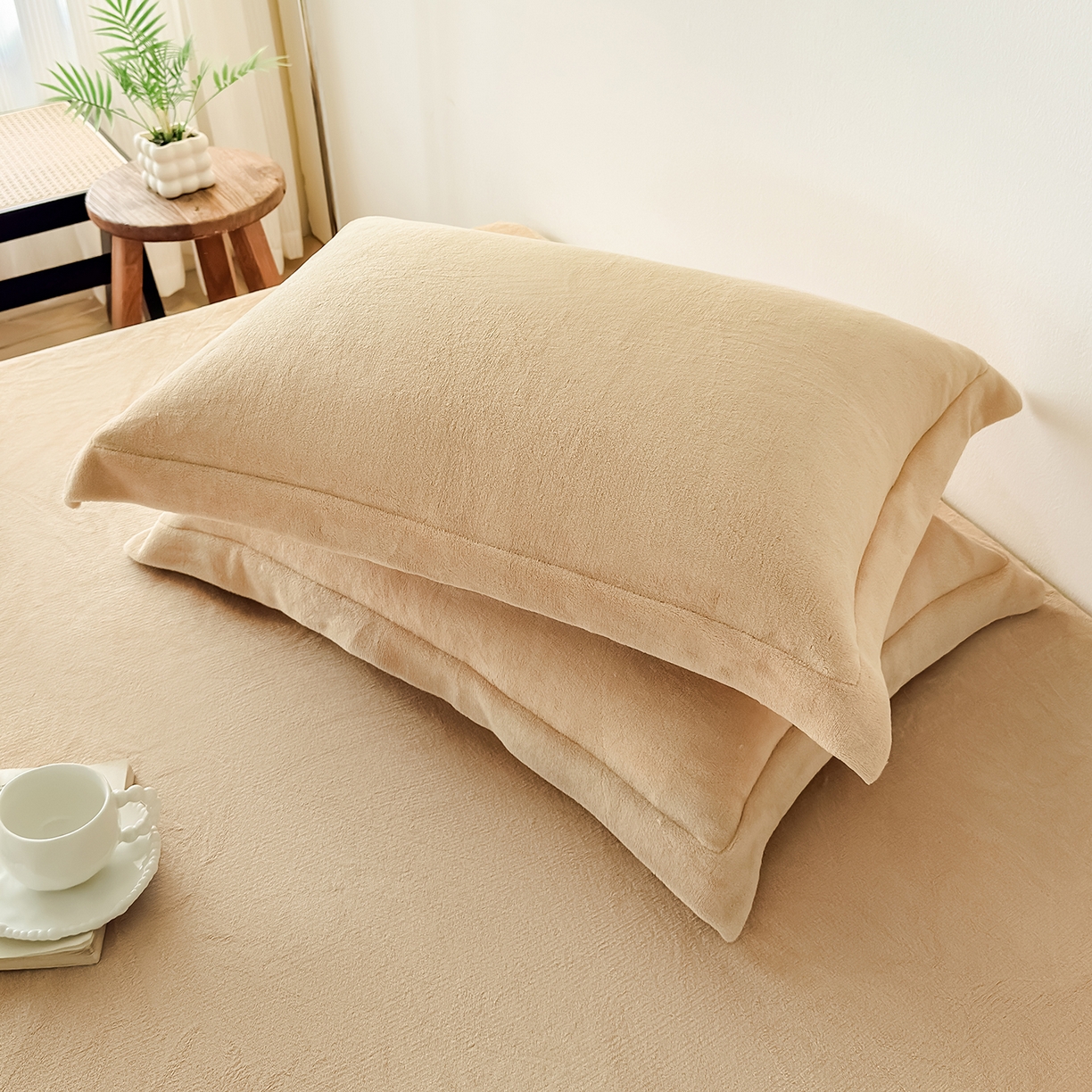 91家纺网 家纺一手货源 找家纺 （总）好阁家纺 支持定制2025新款200G牛奶绒纯色床笠