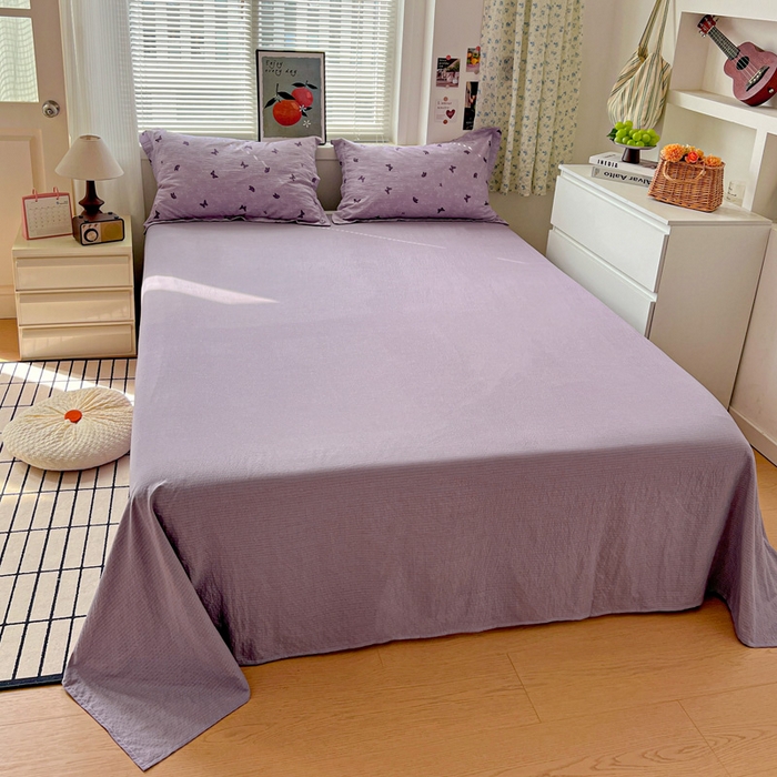 91家纺网 家纺一手货源 找家纺 一比一 2025新款古法水洗棉小布袋高克重云柔棉四件套 幻梦蝶影