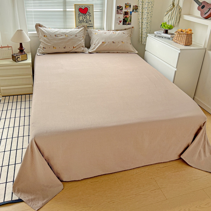 91家纺网 家纺一手货源 找家纺  一比一 2025新款古法水洗棉小布袋高克重云柔棉四件套 腊肠狗咖