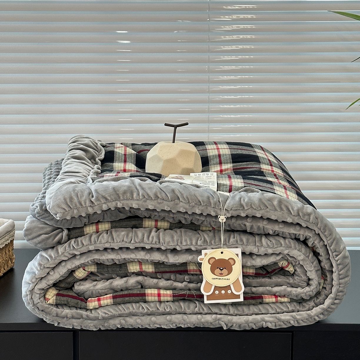 91家纺网 家纺一手货源 找家纺 （总）佰织鑫家居 2025新款全棉纯棉色织水洗棉豆豆春秋被被子被芯