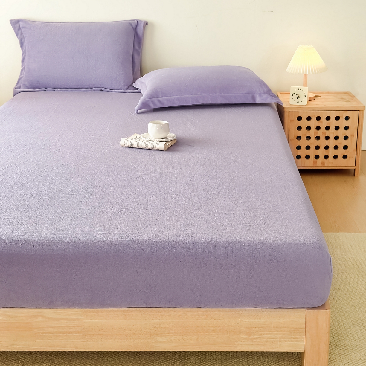 91家纺网 家纺一手货源 找家纺 （总）好阁家纺 支持定制2025新款200G牛奶绒纯色床笠