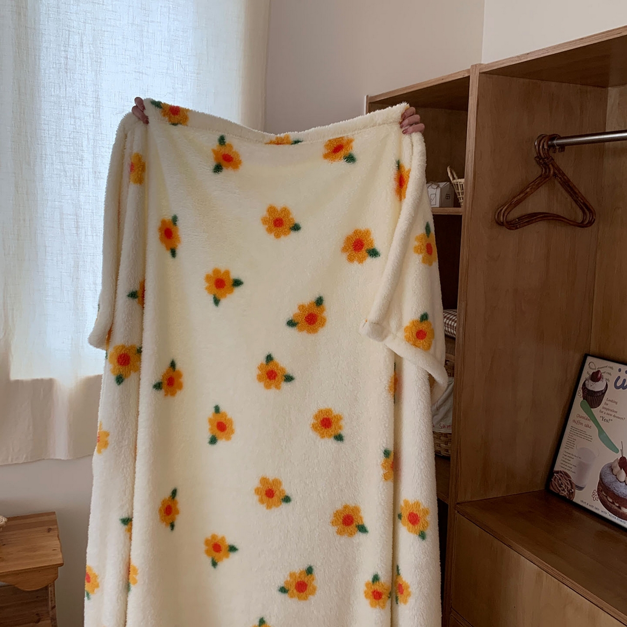 91家纺网 家纺一手货源 找家纺 桃喜 2025新款亲肤舒适摇粒绒毛毯 小黄花