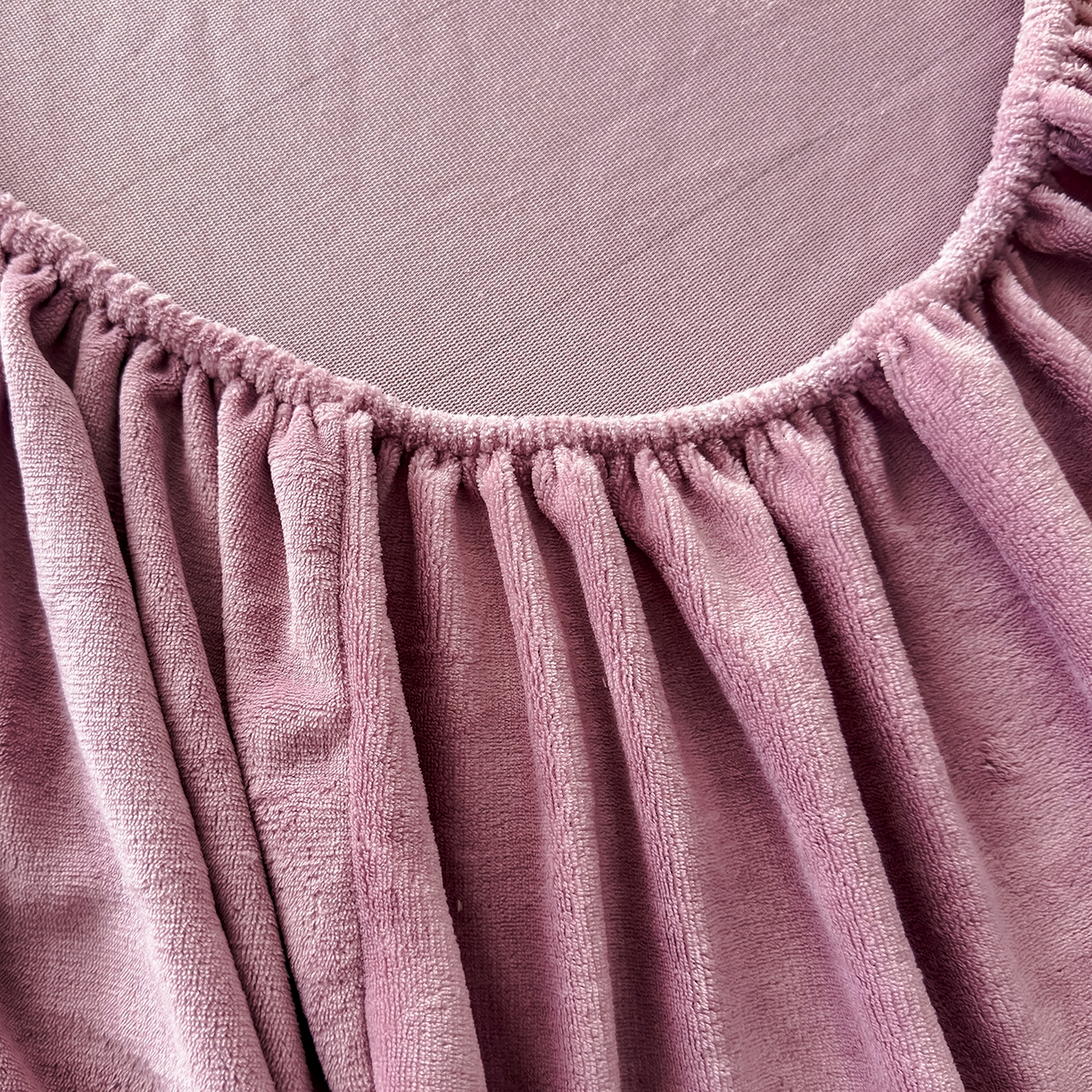 91家纺网 家纺一手货源 找家纺 好阁家纺 支持定制2025新款200G牛奶绒纯色床笠 粉紫