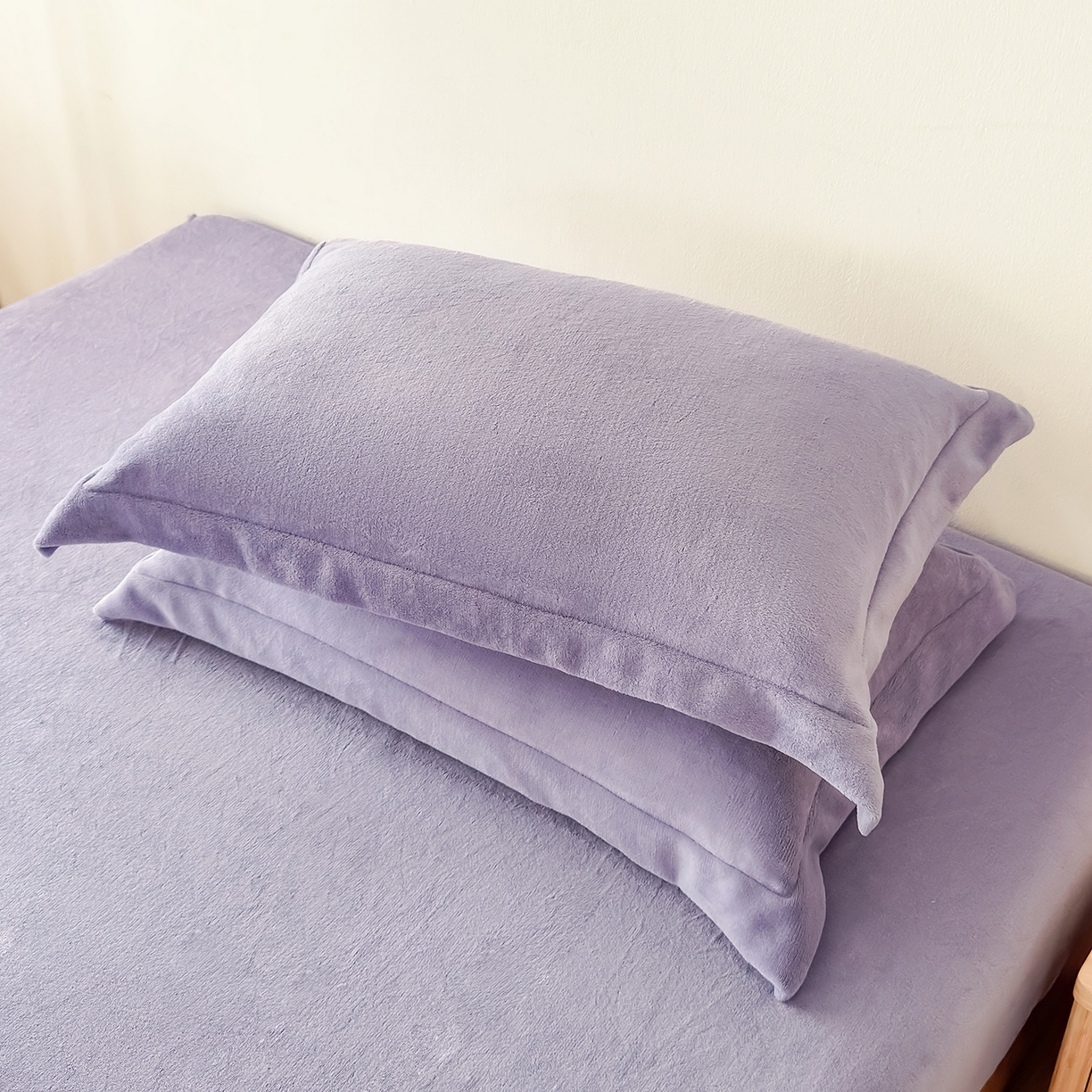 91家纺网 家纺一手货源 找家纺 好阁家纺 支持定制2025新款200G牛奶绒纯色床笠 葡萄紫