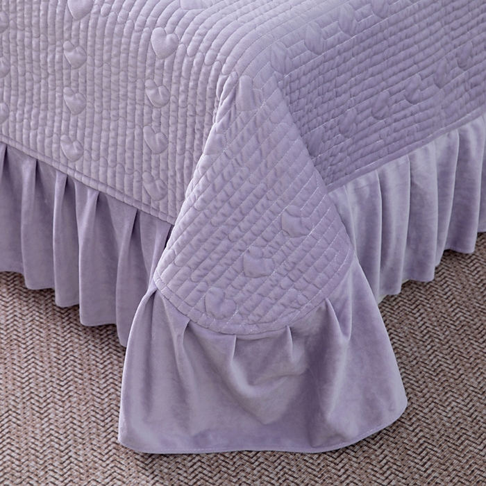 91家纺网 家纺一手货源 找家纺 畅畅家纺 2025新款宝宝绒绣花床盖四件套婴儿绒纯色牛奶绒四件套 紫色