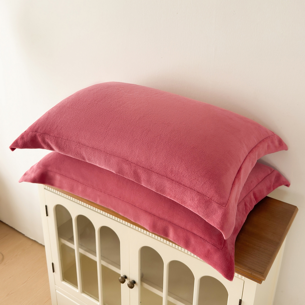 好阁家纺 2025新款200克牛奶绒纯色枕套 豆沙