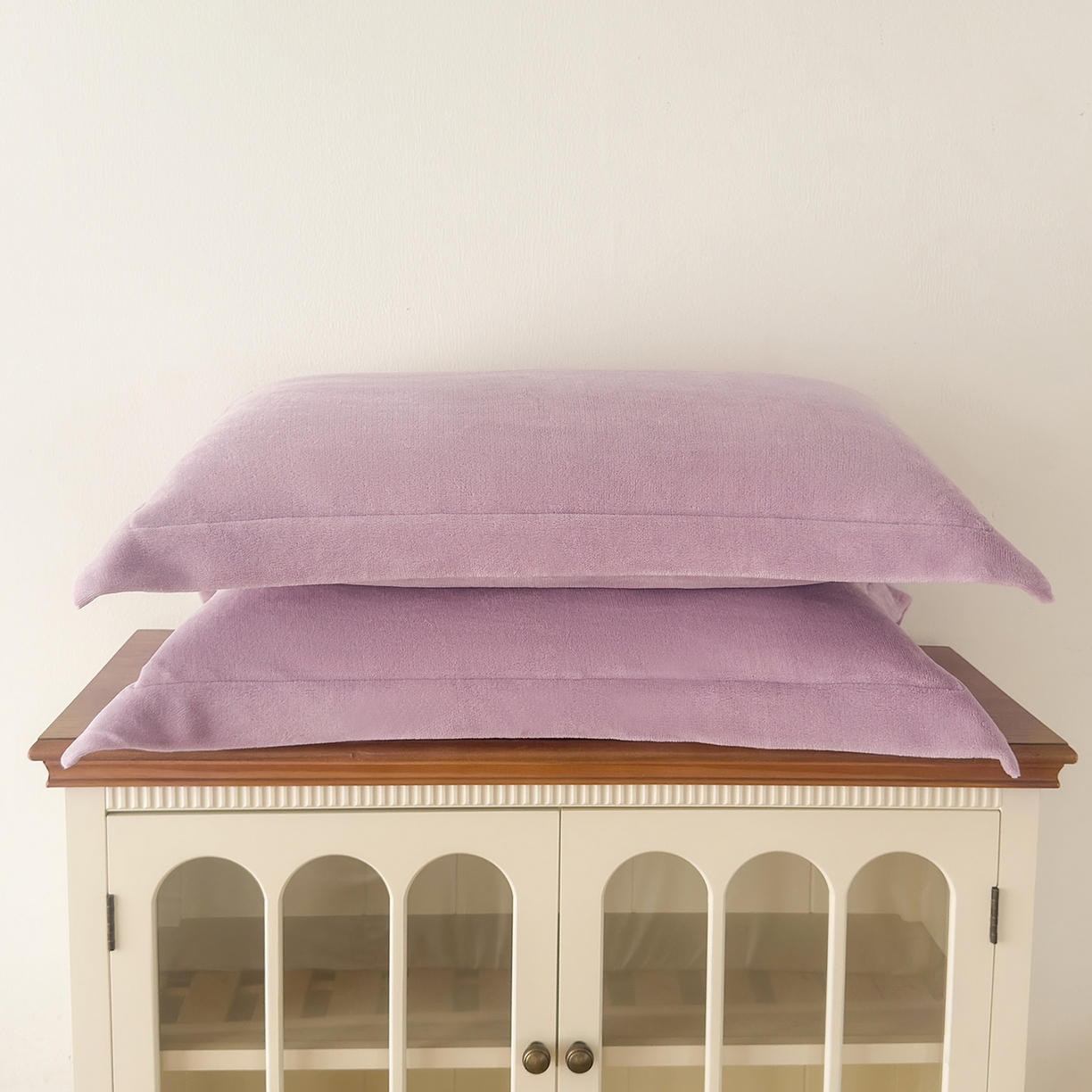 91家纺网 家纺一手货源 找家纺 好阁家纺 2025新款200克牛奶绒纯色枕套 芋泥紫