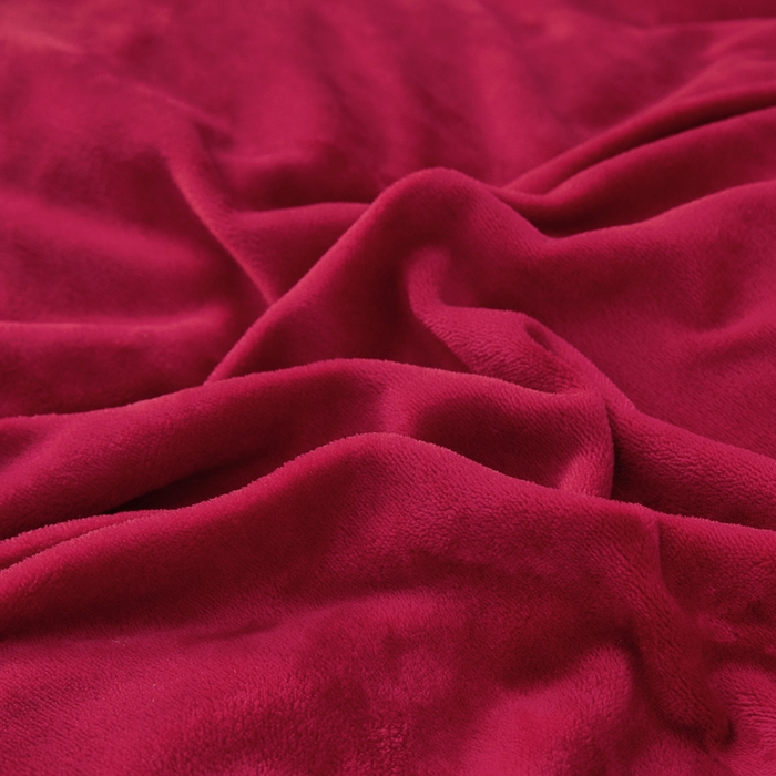 91家纺网 家纺一手货源 找家纺 畅畅家纺 2025新款亲肤舒适双拼牛奶绒纯色绣花床盖四件套 酒红