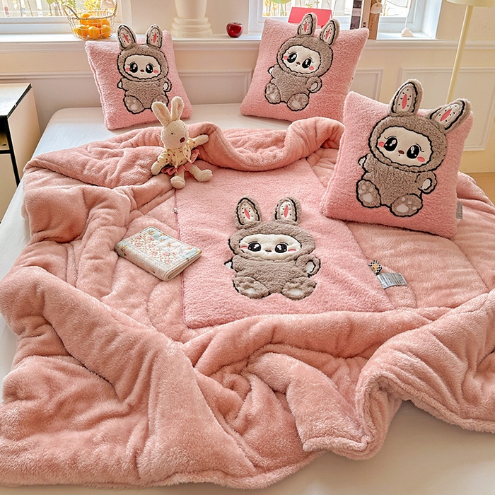 91家纺网 家纺一手货源 找家纺 古本家居 2025新款圆滚滚抱枕被 圆滚滚粉