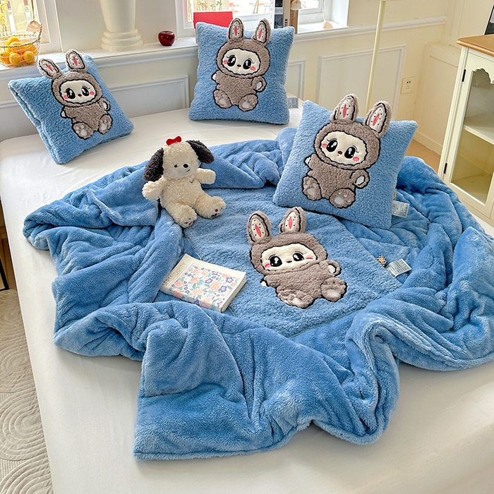 91家纺网 家纺一手货源 找家纺 古本家居 2025新款圆滚滚抱枕被 圆滚滚蓝