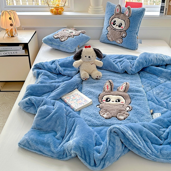 91家纺网 家纺一手货源 找家纺 古本家居 2025新款圆滚滚抱枕被 圆滚滚蓝