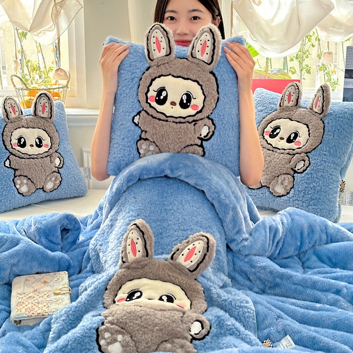 91家纺网 家纺一手货源 找家纺 古本家居 2025新款圆滚滚抱枕被 圆滚滚蓝