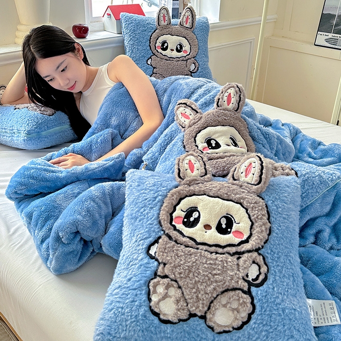 91家纺网 家纺一手货源 找家纺 古本家居 2025新款圆滚滚抱枕被 圆滚滚蓝