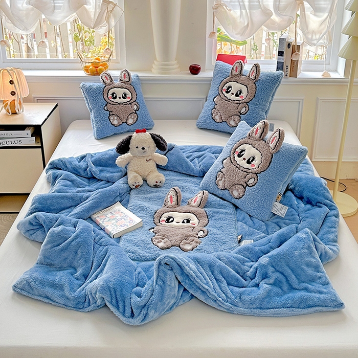 91家纺网 家纺一手货源 找家纺 古本家居 2025新款圆滚滚抱枕被 圆滚滚蓝