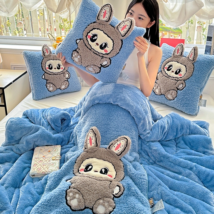 91家纺网 家纺一手货源 找家纺 古本家居 2025新款圆滚滚抱枕被 圆滚滚蓝