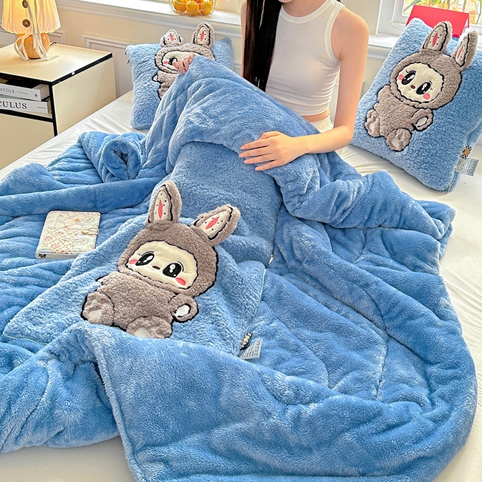 91家纺网 家纺一手货源 找家纺 古本家居 2025新款圆滚滚抱枕被 圆滚滚蓝