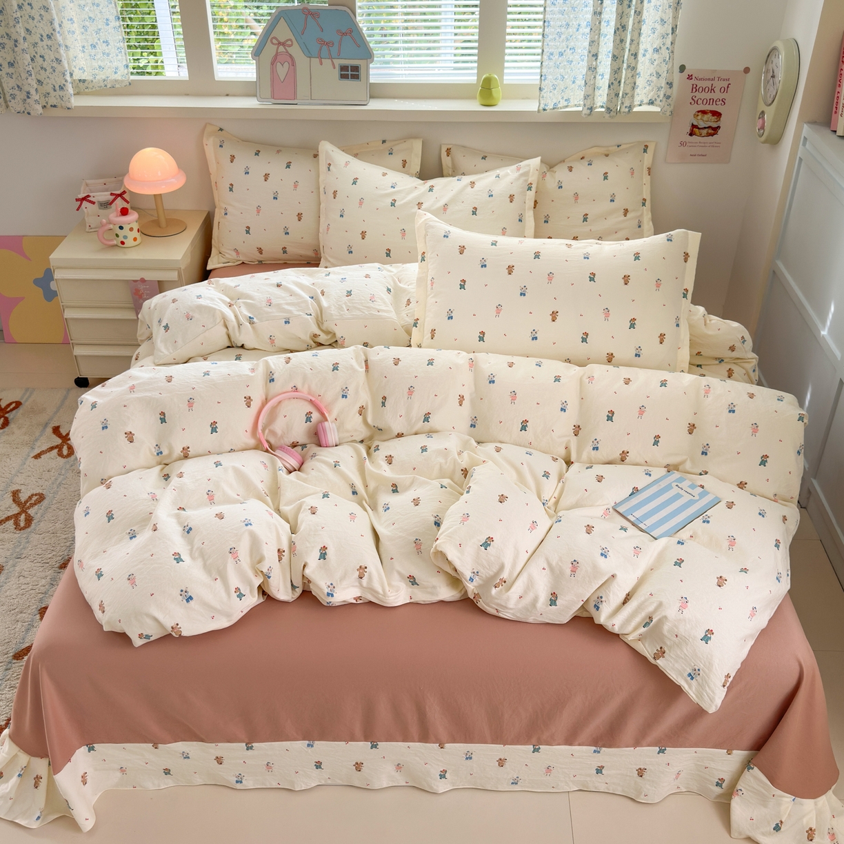 91家纺网 家纺一手货源 找家纺 （总）德比尔斯 2025新款爆款韩国小布袋古法水洗棉云感棉四件套