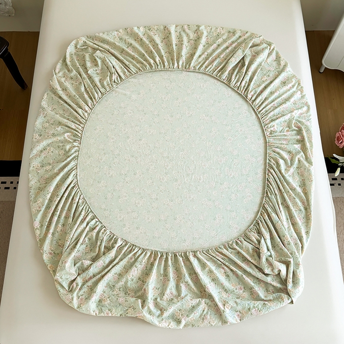 91家纺网 家纺一手货源 找家纺 卢赛尔 2025新款水洗珍珠棉皱皱纱印花床笠 千姿