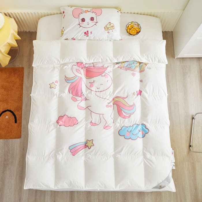 91家纺网 家纺一手货源 找家纺 （总）暖羽屋羽绒馆 2025新款老虎羽绒丝被学生羽毛被被芯加厚保暖可爱卡通儿童羽绒被