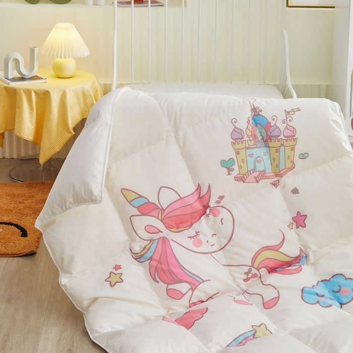 91家纺网 家纺一手货源 找家纺 暖羽屋羽绒馆 2025新款老虎羽绒丝被学生羽毛被被芯加厚保暖可爱卡通儿童羽绒被 独角兽