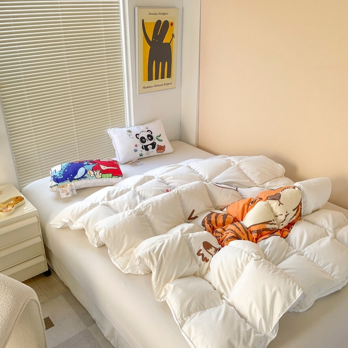 91家纺网 家纺一手货源 找家纺 暖羽屋羽绒馆 2025新款老虎羽绒丝被学生羽毛被被芯加厚保暖可爱卡通儿童羽绒被 老虎