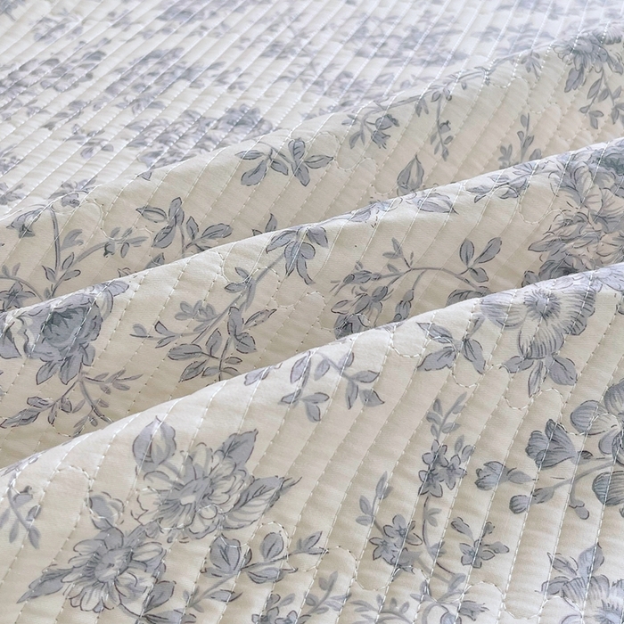 91家纺网 家纺一手货源 找家纺 金丝兔 2025新款小清新斜纹纯棉床盖 全棉夹棉床盖 床盖三件套 榻榻米抗盖绗缝加厚床单 白山茶