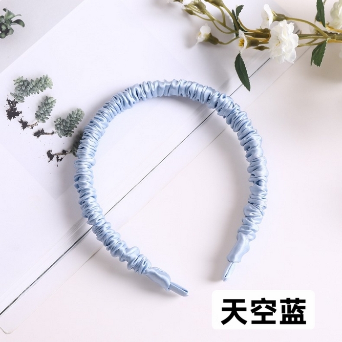 91家纺网 家纺一手货源 找家纺 蚕云阁蚕丝家居 2025新款19姆米真丝发箍 天空蓝 边宽1cm
