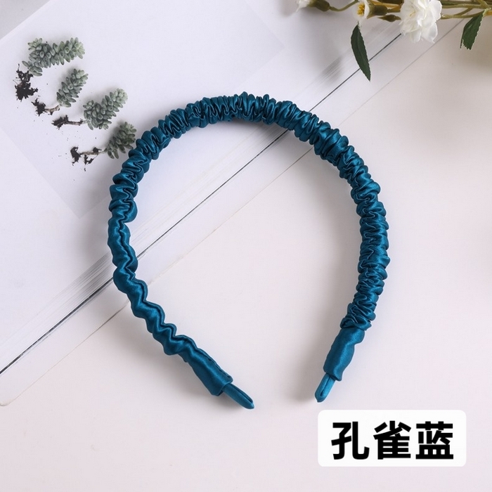 蚕云阁蚕丝家居 2025新款19姆米真丝发箍 孔雀蓝 边宽1cm