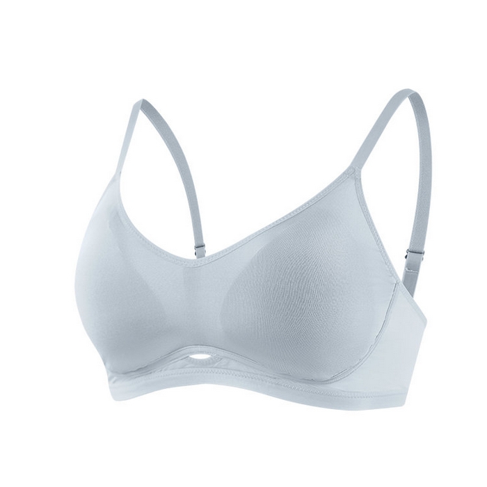 蚕云阁蚕丝家居 2025新款针织真丝鸡心镂空高弹力文胸 浅灰色