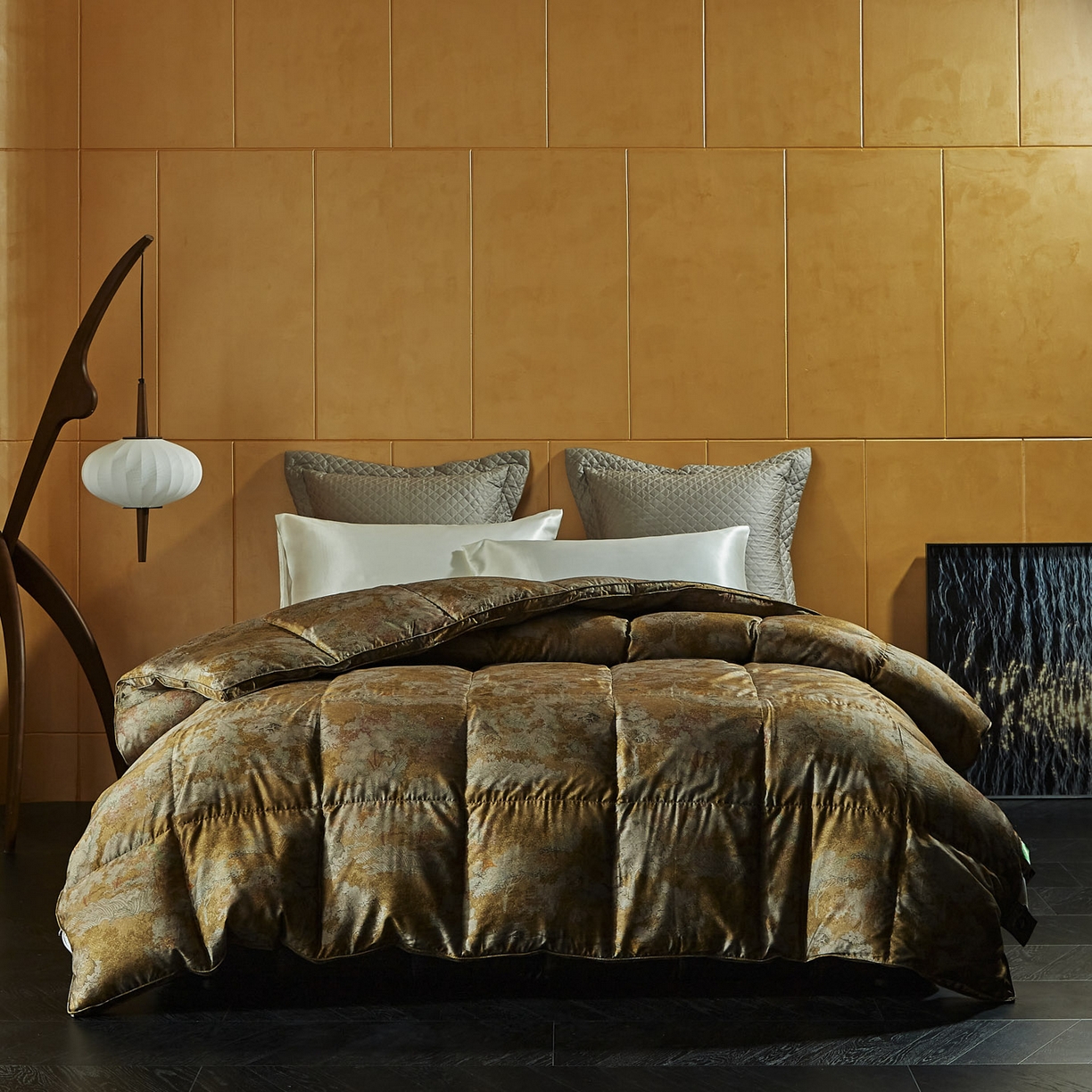 91家纺网 家纺一手货源 找家纺 暖羽屋羽绒馆 2025新款绒子含量95鹅绒被子羽绒被芯水墨国风鹅绒被婚庆双人冬被 枫林晚